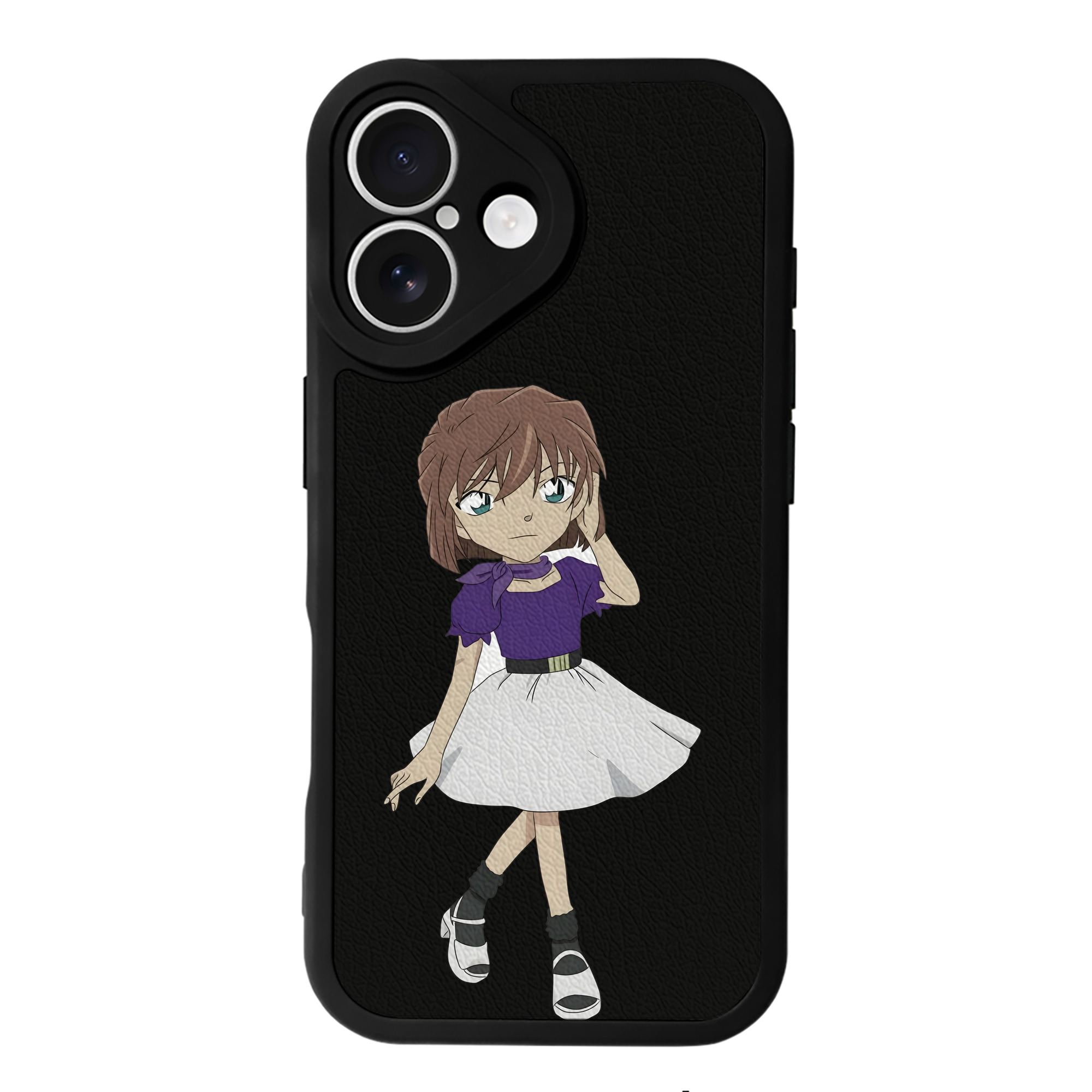 （画像用） 名探偵コナン 灰原 哀 はいばら あい Detective Conan Anita Hailey、Vi Graythorn Haibara Ai 【iPhone 16シリーズ対応】シリコンスマホケース（レザー調） 材質：シリコン